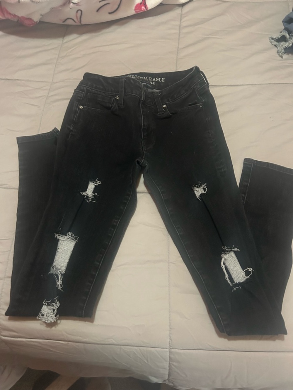 American Eagle Outfitters Black Distressed Skinny Jeans